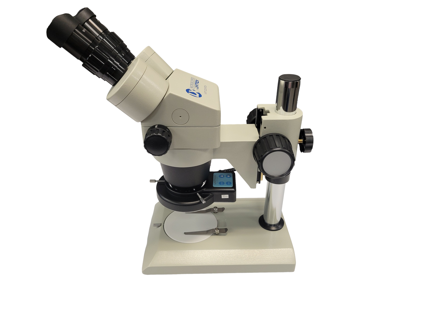 System 250 Stereo Zoom Binocular Scope, With 18734 Stand, and 15854 Quadrant Ring Light