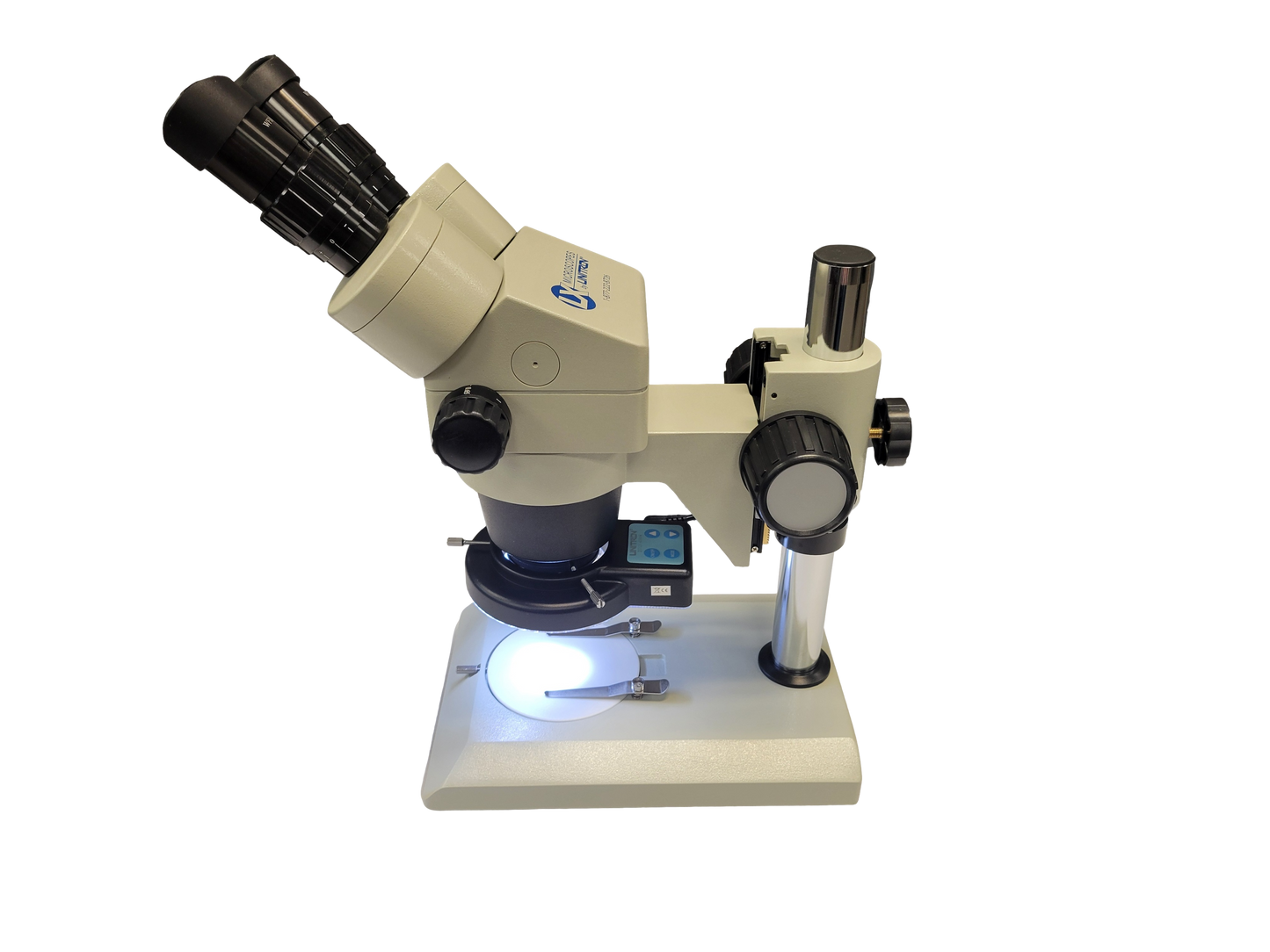 System 250 Stereo Zoom Binocular Scope, With 18734 Stand, and 15854 Quadrant Ring Light