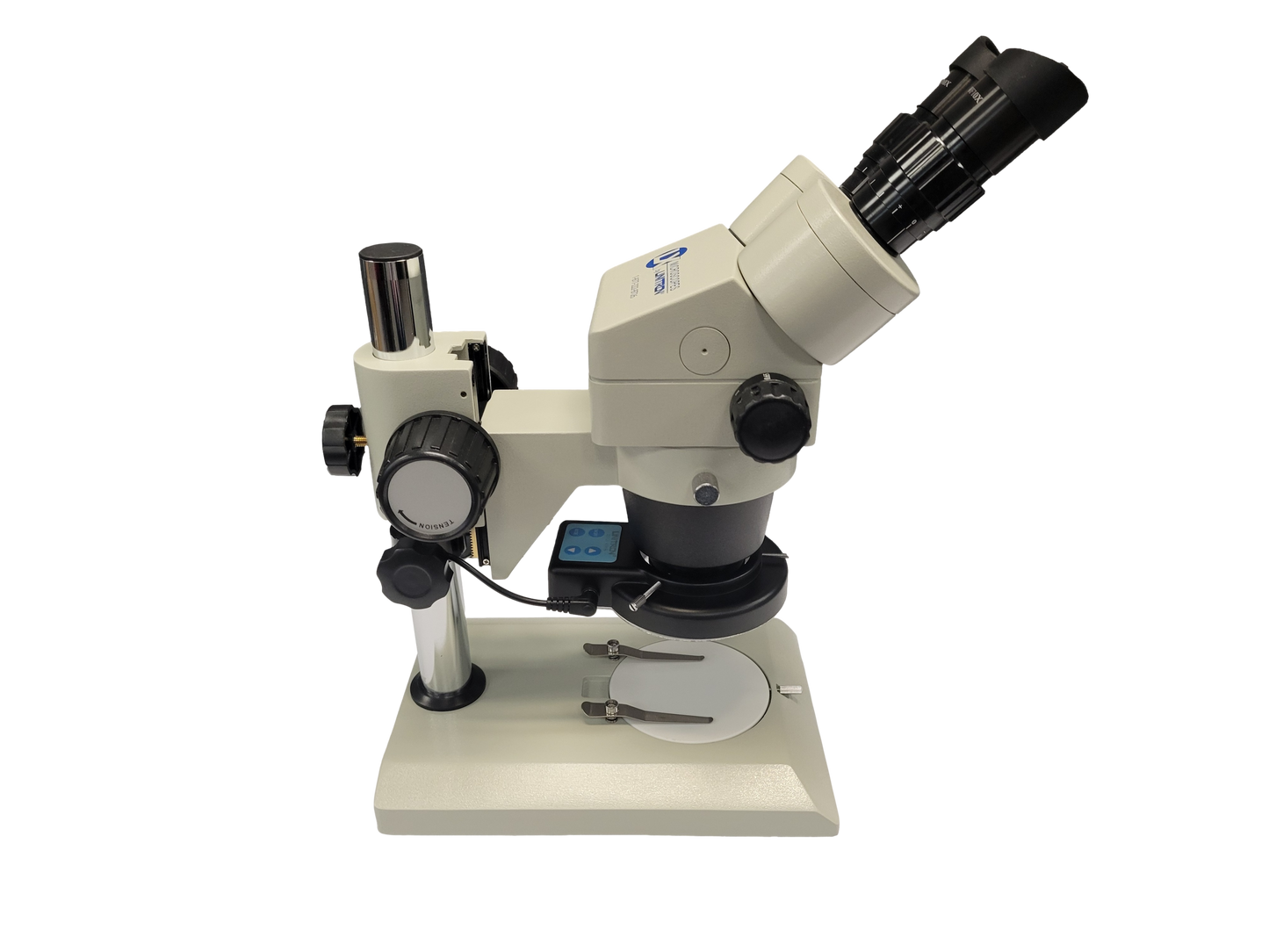 System 250 Stereo Zoom Binocular Scope, With 18734 Stand, and 15854 Quadrant Ring Light