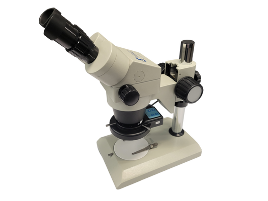 System 250 Stereo Zoom Binocular Scope, With 18734 Stand, and 15854 Quadrant Ring Light