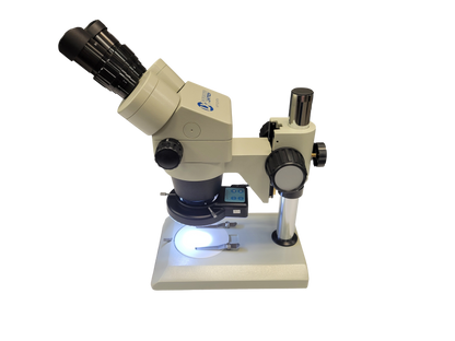 System 250 Stereo Zoom Binocular Scope, With 18734 Stand, and 15854 Quadrant Ring Light