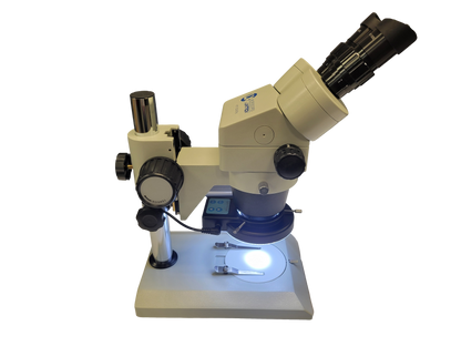 System 250 Stereo Zoom Binocular Scope, With 18734 Stand, and 15854 Quadrant Ring Light