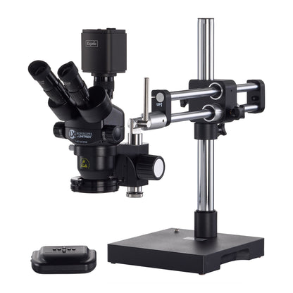 System 373RB-DMLED-HOHDTR-ESD, S-Z 23mm TRU Trinocular, 10X-65X, RB Stand, Dimmable LED-High Output Ring Light, Excelis HD Camera, Video Adapter, ESD-Safe